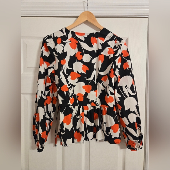 Who What Wear blue floral wrap top size small - Picture 2 of 9